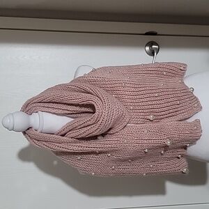 Betsey Johnson Pink Pearl Studded Scarf